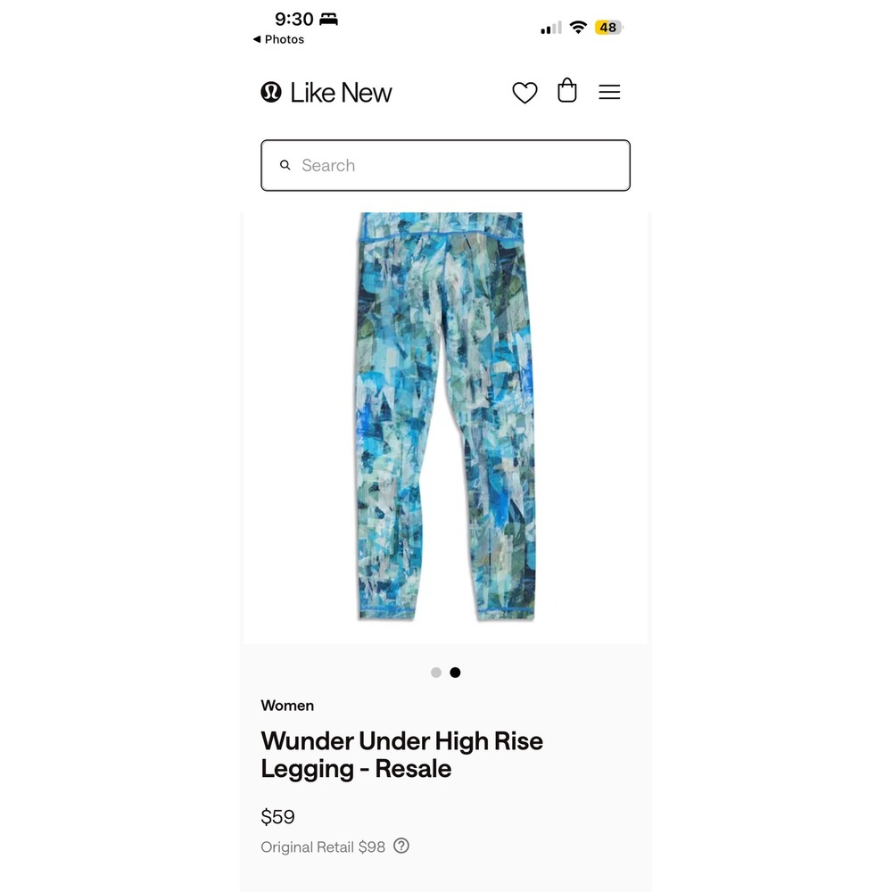 Lululemon Wunder Under Hi-Rise 7/8 Tight 21" Abstract Blue Teal Multi Size 6 - Picture 12 of 12